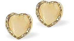 Cute Heart Stud Earrings with Pastel Moonlight Centre 7mm in size Hypoallergenic: Nickel, Lead and Cadmium Free