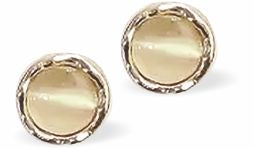 Cute Round Stud Earrings with Pastel Moonlight Centre 7mm in size Hypoallergenic: Nickel, Lead and Cadmium Free 