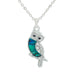Natural Paua Shell Cute Baby Owl Necklace, by Byzantium. Rhodium Plated and 20mm in size