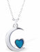 Natural Paua Shell Love Heart in a Crescent Moon Necklace, by Byzantium. Rhodium Plated and 15mm in size
