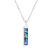 Natural Paua Shell Classic Rectangular Baguette Necklace, by Byzantium. Rhodium Plated, 30mm in size