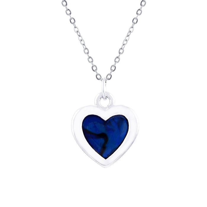 P104 - Paua Shell Heart Necklace with BF charm, 15mm in size