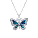 Natural Paua Shell Crystal Framed Gorgeous Butterfly Necklace, by Byzantium. Rhodium Plated, 30mm in size