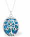 Natural Paua Shell Gorgous Paua Oval Framed Rooted Tree of Life Necklace, by Byzantium. Rhodium Plated, 28mm in size