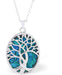 Natural Paua Shell Gorgous Paua Oval Framed Entwined Tree of Life Necklace, by Byzantium. Rhodium Plated, 28mm in size