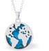 Natural Paua Shell Beautiful Globe / World Necklace, by Byzantium. Rhodium Plated, 20mm in size