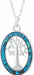 Natural Paua Shell Oval Framed Tree of Life Necklace, by Byzantium. Rhodium Plated, 25mm in size