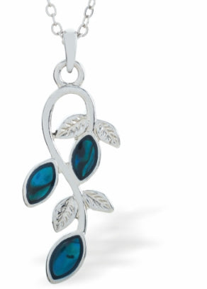 Natural Paua Shell Pretty Weeping Willow Necklace, by Byzantium. Rhodium Plated, 30mm in size