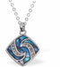 Paua Shell Crystalized Oblique Square Necklace, by Byzantium, Crystal Encrusted. Rhodium Plated and 20mm in size