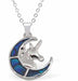 Paua Shell Crescent Moon with Unicorn Necklace, by Byzantium,. Rhodium Plated and 15mm in size