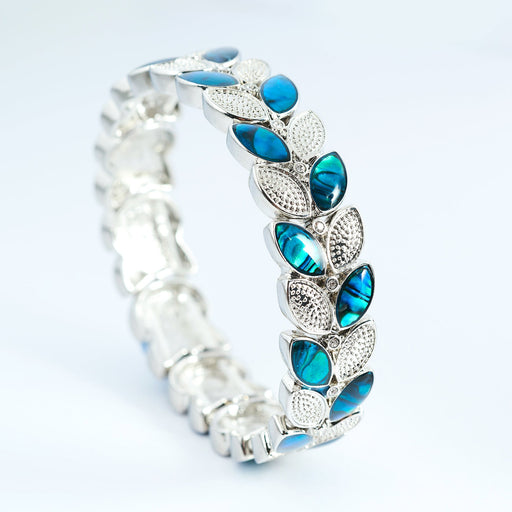 Natural Paua Shell Sultana Stretch Bracelet by Byzantium, Rhodium Plated