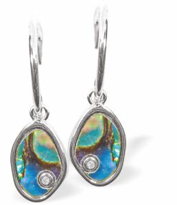 Natural Paua Shell Delicate Drop Earrings Hypoallergenic: Rhodium Plated, Nickel, Lead and Cadmium Free Greeny Blue in colour 12mm in size See matching necklace P703 