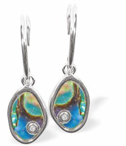 Natural Paua Shell Delicate Drop Earrings Hypoallergenic: Rhodium Plated, Nickel, Lead and Cadmium Free Greeny Blue in colour 12mm in size See matching necklace P703
