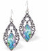 Natural Paua Shell Gothic Drop Earrings Hypoallergenic: Rhodium Plated, Nickel, Lead and Cadmium Free Greeny Blue in colour 25mm in size See matching necklace P714 