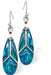 Natural Paua Shell Triskelion Teardrop Drop Earrings Hypoallergenic: Rhodium Plated, Nickel, Lead and Cadmium Free Greeny Blue in colour 25mm in size See matching necklace P719 