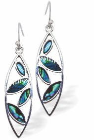 Natural Paua Shell Chic Droplet Drop Earrings Hypoallergenic: Rhodium Plated, Nickel, Lead and Cadmium Free Greeny Blue in colour 30mm in size See matching necklace P721 