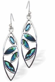 Natural Paua Shell Chic Droplet Drop Earrings Hypoallergenic: Rhodium Plated, Nickel, Lead and Cadmium Free Greeny Blue in colour 30mm in size See matching necklace P721