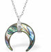 Natural Paua Shell Crescent Moon Necklace Hypoallergenic: Rhodium Plated, Nickel, Lead and Cadmium Free Greeny Blue in colour 25mm in size, 18" Rhodium Plated Chain 