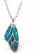 Natural Paua Shell Bee's wing Necklace Hypoallergenic: Rhodium Plated, Nickel, Lead and Cadmium Free Greeny Blue in colour 30mm in size, 18" Rhodium Plated Chain See matching necklace P511 