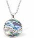 Natural Paua Shell Round Wave Necklace Hypoallergenic: Rhodium Plated, Nickel, Lead and Cadmium Free Greeny Blue in colour 24mm in size, 18" Rhodium Plated Chain See matching earrings P514 