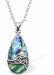 Natural Paua Shell Teardrop Necklace Hypoallergenic: Rhodium Plated, Nickel, Lead and Cadmium Free Greeny Blue in colour 30mm in size, 18" Rhodium Plated Chain See matching earrings P518
