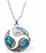 Natural Paua Shell Dolphins Necklace Hypoallergenic: Rhodium Plated, Nickel, Lead and Cadmium Free Greeny Blue in colour 20mm in size, 18" Rhodium Plated Chain See matching earrings P523 