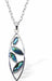 Natural Paua Shell Chic Droplet Necklace Hypoallergenic: Rhodium Plated, Nickel, Lead and Cadmium Free Greeny Blue in colour 35mm in size, 18" Rhodium Plated Chain See matching earrings P528 