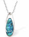 Natural Paua Shell Droplet Necklace Hypoallergenic: Rhodium Plated, Nickel, Lead and Cadmium Free Greeny Blue in colour 30mm in size, 18" Rhodium Plated Chain See matching earrings P529 