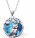Natural Paua Shell Night Owl Necklace Hypoallergenic: Rhodium Plated, Nickel, Lead and Cadmium Free Greeny Blue in colour 25mm in size, 18" Rhodium Plated Chain 