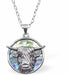 Natural Paua Shell Long Horn Highland Cow Necklace Hypoallergenic: Rhodium Plated, Nickel, Lead and Cadmium Free Greeny Blue in colour 20mm in size, 18" Rhodium Plated Chain See matching earrings P537 