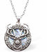Natural Paua Shell Round Necklace with Stag Hypoallergenic: Rhodium Plated, Nickel, Lead and Cadmium Free Greeny Blue in colour 24mm in size, 18" Rhodium Plated Chain 
