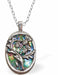 Natural Paua Shell Oval Necklace with Thistle Hypoallergenic: Rhodium Plated, Nickel, Lead and Cadmium Free Greeny Blue in colour 24mm in size, 18" Rhodium Plated Chain 