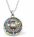 Natural Paua Shell Round Necklace with Thistle Hypoallergenic: Rhodium Plated, Nickel, Lead and Cadmium Free Greeny Blue in colour 24mm in size, 18" Rhodium Plated Chain 