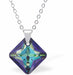 Austrian Crystal Multi Faceted Oblique Square Necklace in Bermuda Blue with a Choice of Chains