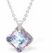 Austrian Crystal Cute Special Cut Oblique Square Necklace in Two Tone Vitrail Light with a Choice of Chains