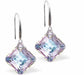 Austrian Crystal Multi Faceted Oblique Square Drop Earrings in Vitrail Light