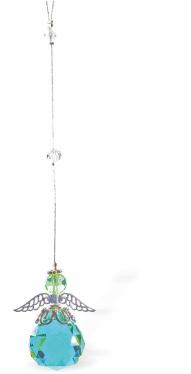 Austrian Crystal Suncatcher, Multi-faceted Crystal Angel With Emerald Green Sphere Crystal Drop and Rhodium Plated Angel Wings Drop: 30cm from hanging loop to bottom (Approximate) Hang in the window or near a light source for full effect Loved by everyone, Suncatchers are a great gift for any occasion Brightens every space with reflected sunlight to instill calm and peace into a room