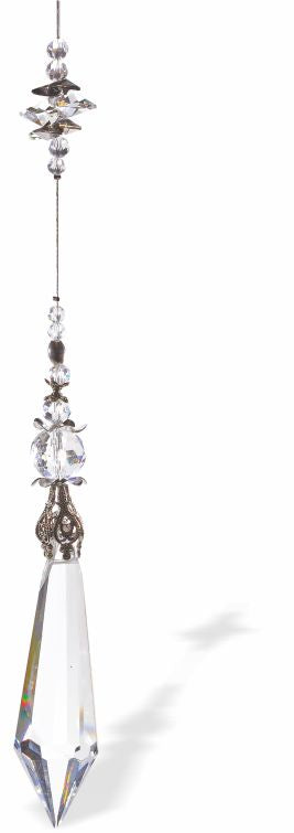 Austrian Crystal Suncatcher, Multi-faceted Crystals with Long Prism Crystal Drop Drop: 30cm from hanging loop to bottom (Approximate) Hang in the window or near a light source for full effect Loved by everyone, Suncatchers are a great gift for any occasion Brightens every space with reflected sunlight to instill calm and peace into a room
