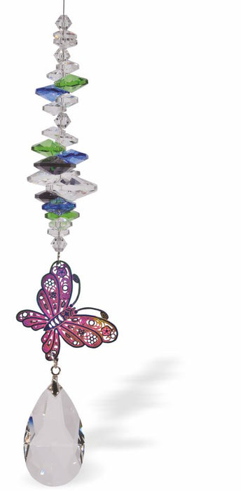 R688 - Crystal Suncatcher, Multi Faceted with a Teardrop Drop