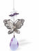 Austrian Crystal Suncatcher, Multi-faceted Crystals with Violet Purple Teardrop Crystal Drop and Butterfly Link