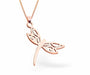 Rose Golden Dragonfly Necklace 19mm in size, 18" Chain Hypoallergenic: Nickel, Lead and Cadmium Free 