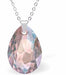 Austrian Crystal Multi Faceted Special Cut Peardrop Necklace in Light Rose Pink Shimmer with a choice of chains