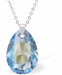 Austrian Crystal Multi Faceted Special Cut Peardrop Necklace in Aquamarine Blue Shimmer  with a choice of chains
