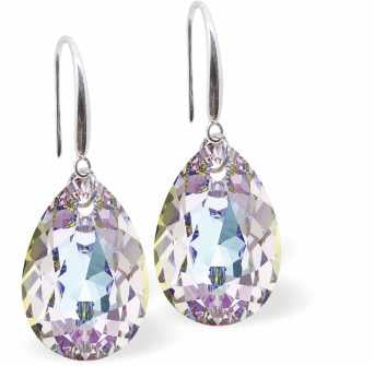 Crystal Multi Faceted Special Cut Peardrop Drop Earrings in Vitrail Light
