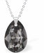 Austrian Crystal Multi Faceted Special Cut Peardrop Necklace in Silver Night with a choice of chains