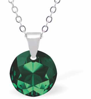 Austrian Crystal Cute Special Cut Circlets Necklace in Emerald Green with a Choice of Chains