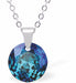 Austrian Crystal Cute Special Cut Circlets Necklace in Bermuda Blue with a Choice of Chains