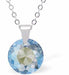 Austrian Crystal Multi Faceted Round Necklace in Aquamarine Blue Shimmer with a choice of Chains