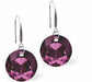 Austrian Crystal Multi Faceted Round Drop Earrings in Amethyst Purple