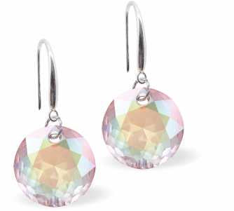 Austrian Crystal Multi Faceted Round Drop Earrings in Aurora Borealis